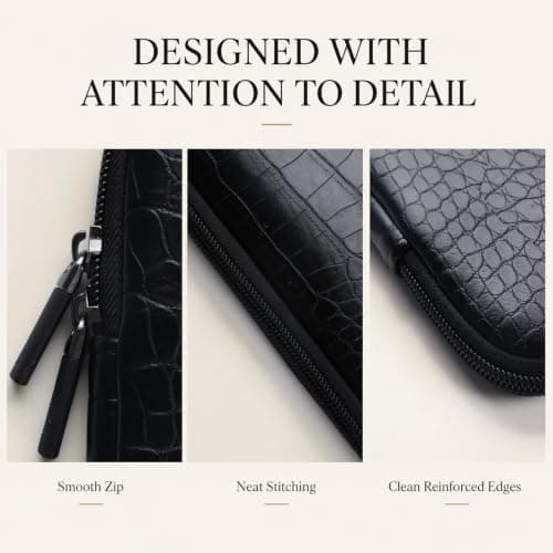 HUADO 13-13.6" Laptop Sleeve, PU Leather Crocodile Case for MacBook Air/Pro — view 6