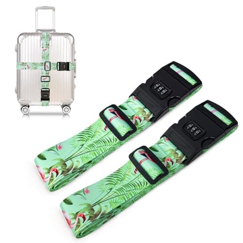 SUWEIR Luggage Straps Set (2 with Lock), Adjustable Suitcase Belts