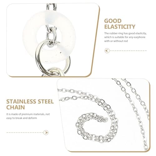 Yardenfun White Stainless Steel Earphone Anti-lost Chain for Headphones — view 3