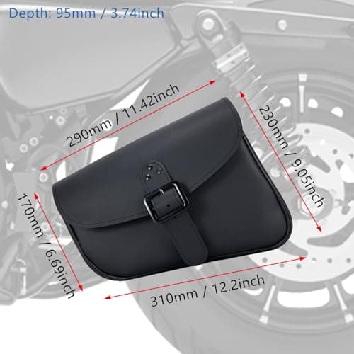 Dream Apparel Motorcycle Swingarm Bag with Black Synthetic Leather, Swing Arm Saddlebag for Sportster Street Rebel 300 500 Dual Shock Models, Adjustable Strap — view 4