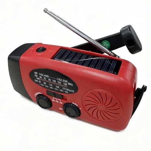 Wind Up Solar Radio, 2000mAh Rechargeable USB Phone Charger, Survival Hand Crank AM/FM Emergency Weather Radio,SOS Alarm, LED Bright Flashlight for Outdoor Camping, Hiking — view 2