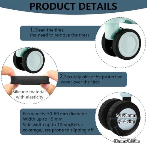 Bellanova 8 Silicone Luggage Wheel Protectors Black — view 3