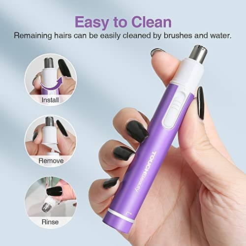 TOUCHBeauty Nose Hair Trimmer for Women, AAA Battery Included, Purple — view 4