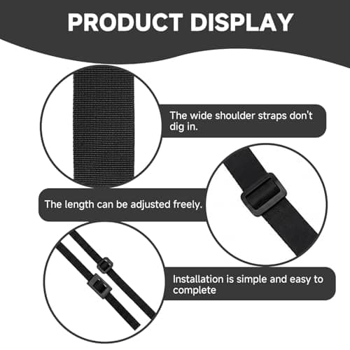 Universal Black Tablet Shoulder Strap for Tablet Case, Adjustable & Detachable Carrying Strap Replacement with Quick Release Buckles for IPad Samsung Tab Cases Camera Bags (Double-Ring Buckle Style) — view 3
