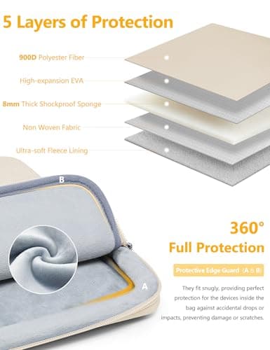 HYZUO 14-15 Inch Laptop Case Sleeve Bag Set for MacBook Air M5, Sand — view 3