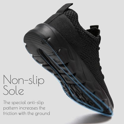 Oltyutc Trainers Men Running Gym Sneakers Walking Shoes Black Size 9 UK — view 6