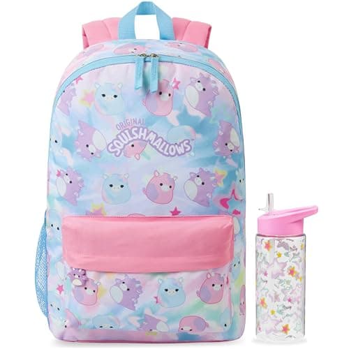 Get Trend Squishmallows Girls Backpack Set, 2 Pcs Lightweight School Bag with 500ml Water Bottle, Sports Travel Book Bag, Kids Large Rucksack, School Supplies, Gifts for Girls (Multi Squishmallows)