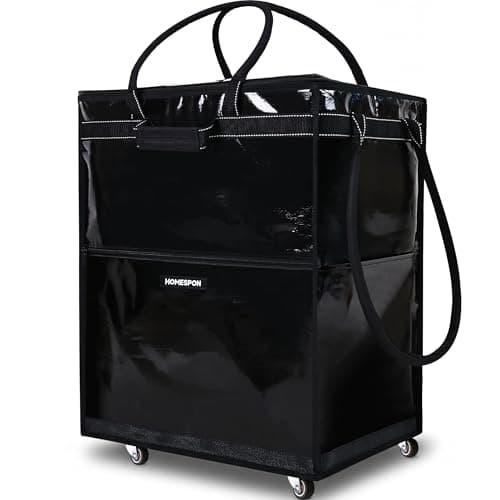 HOMESPON Foldable Shopping Trolley Bag on Wheels, Large Waterproof Reusable Grocery Tote, 5 Sturdy Handles Rolling Shopping Bag for Groceries, Laundry, Camping and Moving
