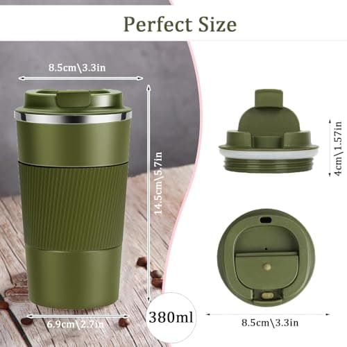 Eastrise Travel Mug,Insulated Coffee Cup with Leakproof Lid,Reusable Travel Coffee Mug,Stainless Steel Coffee Cup for Hot or Cold Drinks(Green/18oz) — view 2