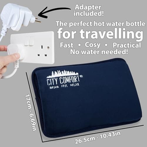 Rechargeable Electric Hot Water Bottle Heat Pad 6 Hour Warmth Temperature Control Detachable Lead Cosy Bed Warmer Hand Warmer Pouch Gifts (Navy) — view 6