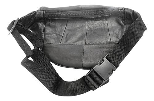 Engraved Shield Black Leather Fanny Pack Adjustable Travel Bumbag Gift ES — view 2