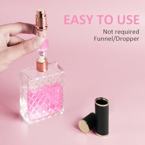LOPHE Perfume Travel Bottle, 5ML Luxurious Perfume Atomiser Refillable, Leather Perfume Spray Bottle, Easy to Refill Perfume Atomiser for Women Men, A (Black) — view 3
