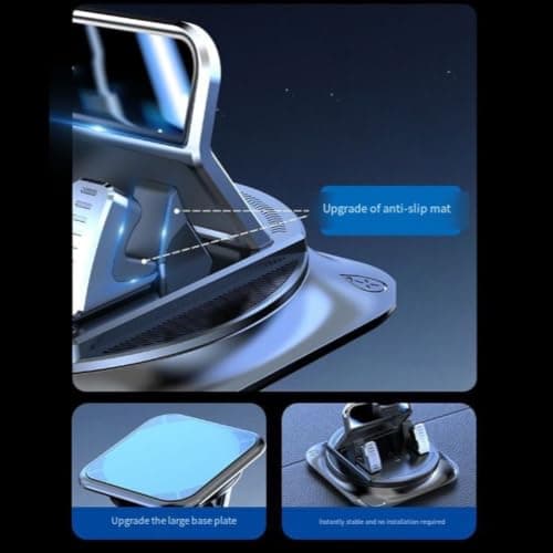 Getdoublerich 360° Rotating Car Phone Mount with Auto-Lock, Anti-Slip Dashboard Holder for Single-Hand Use, Fit for Smartphones, Black — view 6