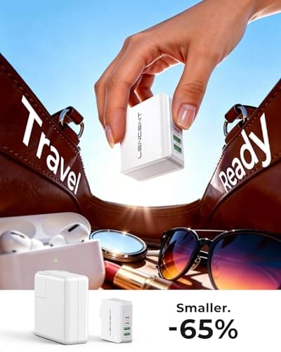 Lencent 4 Port USB Charger Plug, Worldwide Travel Adapter, 2 USB-C 2 USB-A — view 5