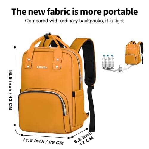 Z-MGKISS Travel Laptop Backpack for Women, Lightweight Casual Daypack, Rucksack Bag 15.6 Inch, Stylish Women Work Backpack for Travel Business College, Gifts for Ladies Teacher Nurse, Yellow — view 3