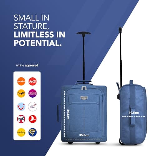 LUGG Cabin Size Lightweight Luggage - Durable 600D Polyester Snowflake Push Up Trolley - Solid Wheels - Easyjet, Ryanair, British Airways - Airway Locker (45x36x20cm) — view 2