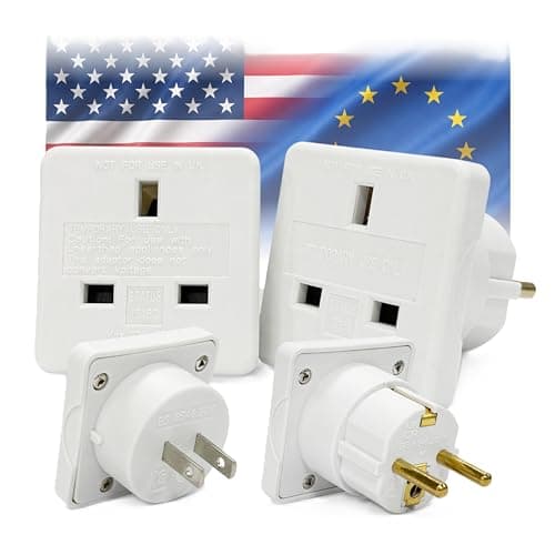 STATUS International and European Travel Adaptor Set with Storage Tube, Dual Plug Power Adapters for Worldwide and EU Socket Compatibility, White, 2 Pack (SCTA2PKX6)