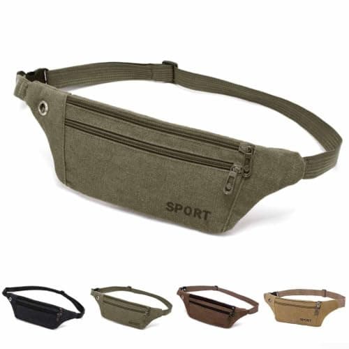 Honseadek Men Canvas Waist Bag Cross Body for sling Pouch for Running — view 6