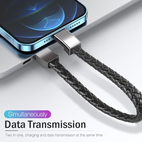 SAMERIO Micro USB Charging Cable Bracelet Charger Fashion Leather Braided Wrist Data Transfer Cord Portable 20 cm Short Travel Cable for Android — view 5