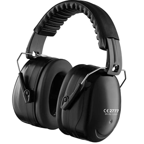 GUKOY Ear Defenders Adults, SNR 33 dB Hearing Protection for Shooting, Noise Cancelling Headphones for Autism, DIY, Mowing, Construction, Adjustable Ear Protectors for Men Women (Black)