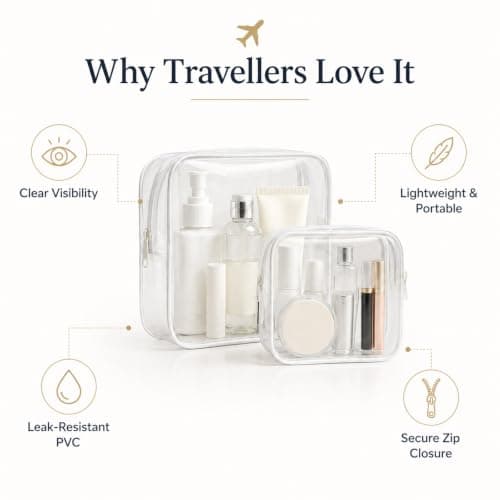 Clear Toiletry Bag, White, M Size — view 5