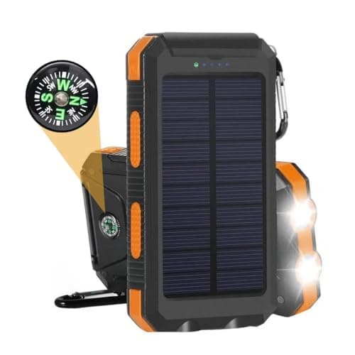 20000mAh Solar Power Bank Portable Fast Charging Dual USB External Battery Pack Waterproof LED Light Compass Outdoor Camping Emergency Phone Charger Backup Power Bank — view 6