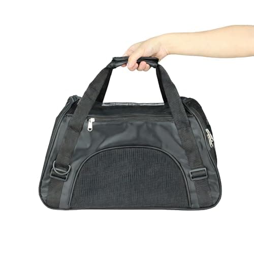 Soft-Sided Cat Carrier Bag, Portable Foldable Pet Travel Carriers for Dogs For Cats and Dog up to 3kg/7lbs With Shoulder Strap Airline Approved (Black) — view 4