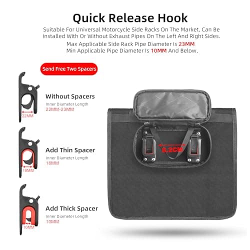 Rhinowalk Motorcycle Saddlebag 13L Waterproof Luggage Bag Quick Release Motorcycle Side Bag for Motorbike Travel(Black, 1 Pack) — view 4