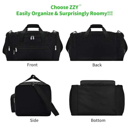 ZZY Gym Duffle Bag, 40L Sports Holdall, Black — view 6