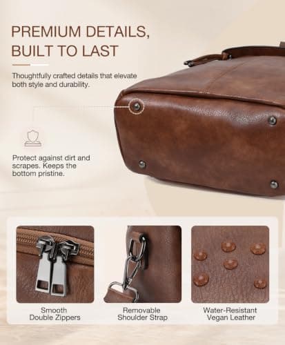VX VONXURY Anti-Theft Backpack for Women Fashion PU Leather Backpack Purse With Detachable Shoulder Strap Vintage Handbag for Daily Work Travel — view 6