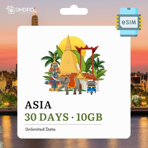 eSIM for ASIA (10GB,30 Days) | 4G Prepaid Unlimited Data | Scan & Go | Travel for 12 countries | Hotspot mobile WiFi | Japan Korea Thailand Philippines Indonesia Singapore