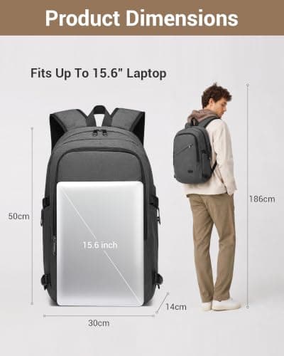 Kono Laptop Backpack School Bag Anti Theft Rucksack for Men Dark Grey — view 6