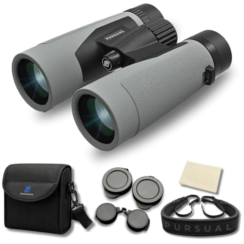 PURSUAL 10x42 Compact Binoculars for Adults High Power for Bird Watching, Hiking, Hunting, Concerts, Travel & Outdoor Adventures. Lightweight & Waterproof providing Crisp, Clear & Bright Images