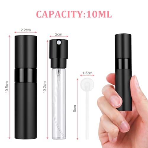 ACWOO Perfume Atomiser Bottles, 3Pcs 10ml Refillable Travel Spray Bottles, Portable Mini Refillable Empty Perfume Bottle, Empty Spray Bottle for Travel, Vacation — view 2