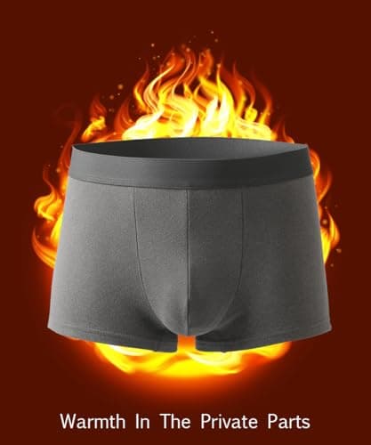 Zueauns Men's Boxers Mens Thermal Boxer Briefs Warm Underpants Fleece Lined Warm Base Layer Winter Thermals Underwear Baselayer Breathable Boxers for Men Comfortable Mens Boxer Shorts Multipack — view 3