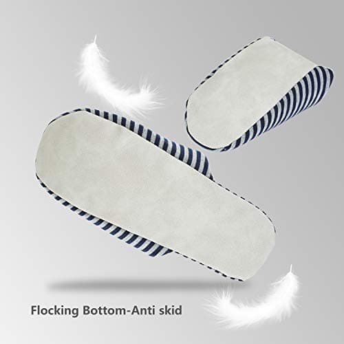 BUXTON Cozy Lightweight and Memory foam Indoor Slippers for Womens and Mens(unisex), Foldable Slippers with Mesh bag-For Home,Travel,Spa and Hotel, Navy/Grey, Small-Medium — view 4