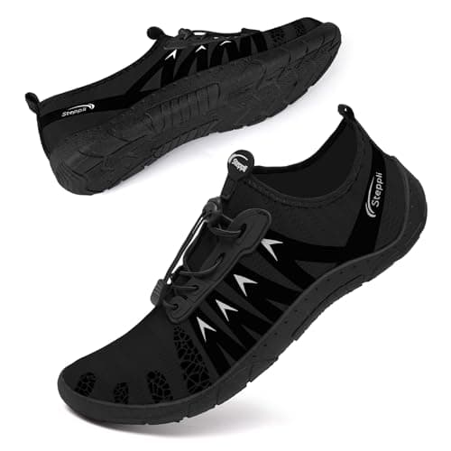 Steppli Water Shoes Beach Swim Pool Sea Surf Aqua Quick-Dry Breathable Weitsuit Non Slip Lightweight Shoes for Men Women Black EU43=UK9.5 — view 2