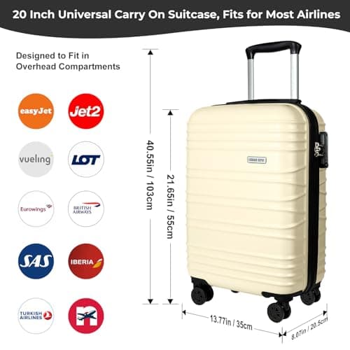 Luggage Depot Hand Luggage Suitcase, TSA Lock, 55x35x20cm Cream Brown — view 2