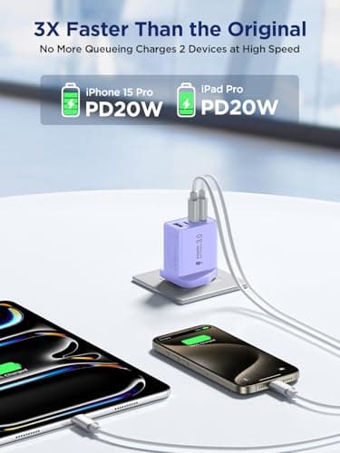 2-Pack USB C Plug, 40W USB C Charger Fast Charge 4 Port PD Type C Charging Plug + QC USBPlug UK USBC Power Adapter Multi Plugs Samsung Charger Plug for iPhone 16 15 Pro Max, iPad,Samsung,Google Pixel — view 3