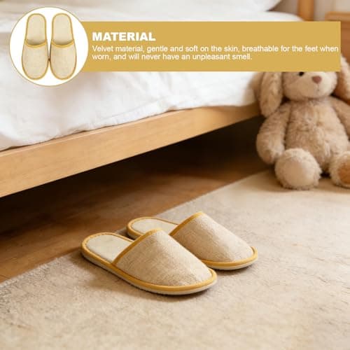 10 Pairs Hotel Slippers, Closed Toe White Spa Slipper, Universal-Yellow — view 6