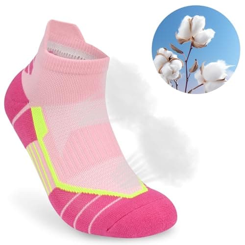 ouhos 5 Pairs Womens Cotton Cushioned Trainer Socks UK Size 4-7, Low Cut Breathable Anti-Friction Sports Ankle Socks for Running Gym Fitness — view 3