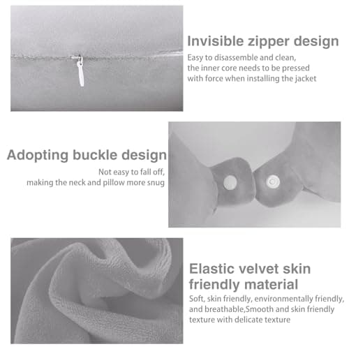 Travel Pillow Kids Travel Pillow with Sleep Eye Mask Cute Neck Pillow for Travel Soft Memory Foam Travel Neck Pillow for Adults and Kids Airplane Sleeping Travel and Camping (grey cat) — view 3