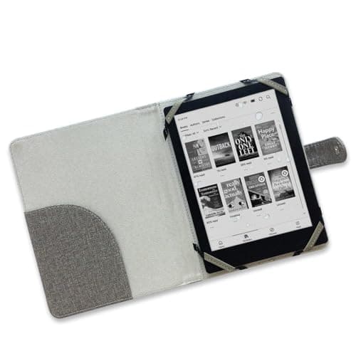 Berfea Universal Case Cover for 6 inch eReader for TAGUS Gaia Eco, Tolino Shine, Energy, Tesla, Readmoo Mooink, Sony PRS, Woxter, Digma, Onyx BOOX, PocketBook, Kobo Clara/Nia/Touch, Gray — view 3