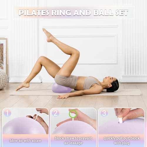 Pilates Equipment, Women Home pilates Kitwith 12" Pilates Ring and Ball Set — view 4