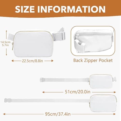 JENCVNL Belt Bag for Women Men, Fashion Bumbags for Ladies Small Crossbody Bags Fanny Pack Lightweight Waist Pack with Adjustable Strap for Running Hiking Workout Traveling (White) — view 4