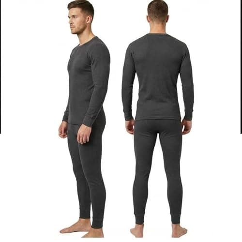 Mens Thermal Underwear Set Top and Bottoms 0.45 Tog Long Johns Brushed Base Layer Long Sleeve Thermal T Shirt & Trousers Winter Warm Camping Ski Pant Legging (Mens Thermal Set Grey XL) — view 3
