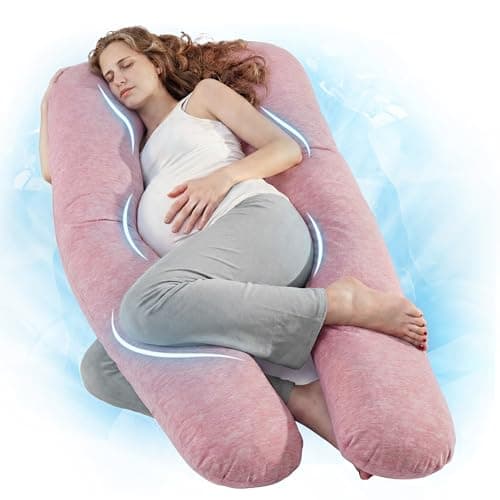 Nuliie Pregnancy Pillow for Sleeping, U Shaped (Cooling Light Pink)