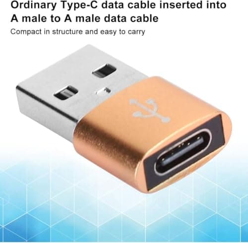 USB C to USB Adaptor, Type C Adapter, Type C Female to USB Male Converter with 5Gbps Data Transfer & Fast Charging, Compatible with All Devices with Laptop, PC, Power Bank (Gold) — view 5