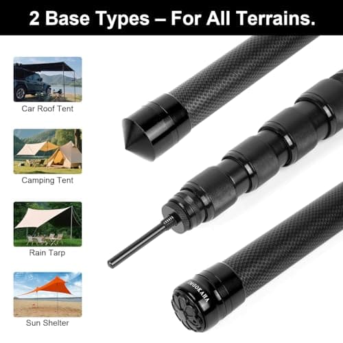 Tent Pole Carbon Fiber, Telescopic Tarp Poles 3m, Camping Adjustable Tarp Poles, Extendable Tent Poles 59.5-300cm, Awning Poles for Camping, Backpacking, Hiking, Canopy & Outdoor Shelter(Set of 2) — view 5