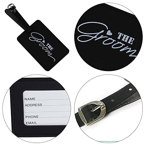 2 Pcs Mr and Mrs Luggage Tags Set, Bride and Groom Gifts, PU Leather — view 3